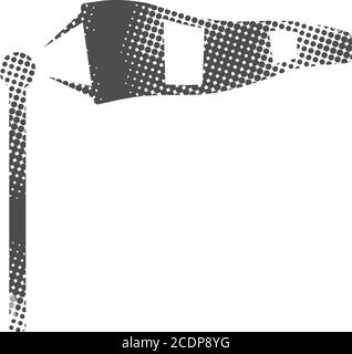 Windsock icon in halftone style. Black and white monochrome vector illustration. Stock Vector