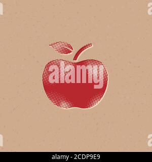 Apple icon in halftone style. Grunge background vector illustration. Stock Vector