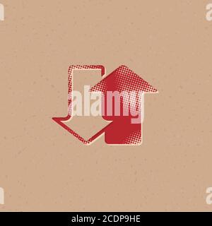 Arrows icon in halftone style. Grunge background vector illustration. Stock Vector