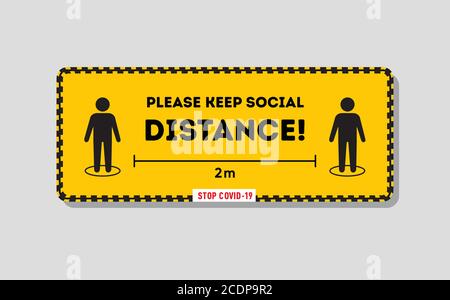 Warning banner Please keep social distance. Coronovirus protective. Social distancing sign. Coronavirus Guidance Notice banner. label   safe distance Stock Vector