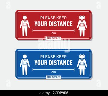 Social distancing sign for school vector. New normal at school during coronavirus. COVID-19 information sign for school. School Coronavirus Guidance Stock Vector