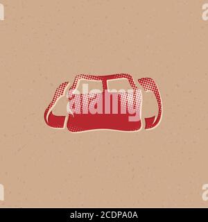 Camera bag icon in halftone style. Grunge background vector illustration. Stock Vector