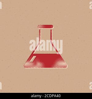 Beaker icon in halftone style. Black and white monochrome vector ...