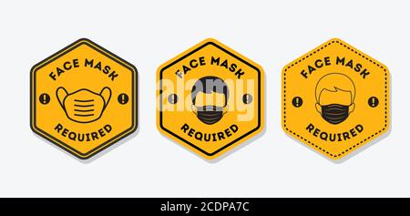 Face Mask Required Sign, Premises Sign, Notice for safety, Do not enter without face covering, Coronavirus Protection. New  normal. Notice boards Stop Stock Vector