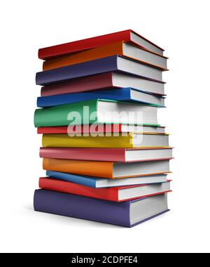 Stack of colorful books isolated on white Stock Photo