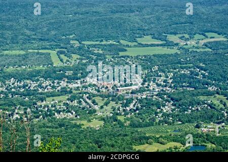 The town of Berkshire Mills from the Adams Overlook on Greylock Mountain Stock Photo