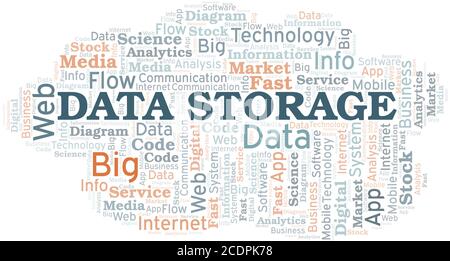 Data Storage vector word cloud, made with the text only. Stock Vector