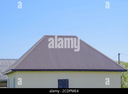 The roof of corrugated sheet Stock Photo