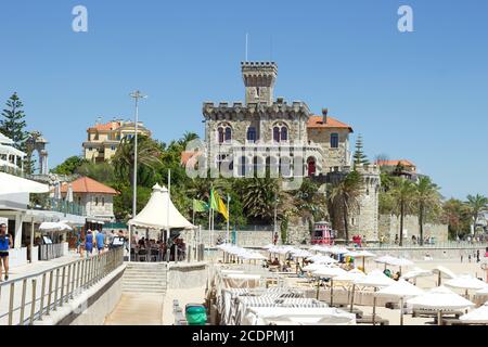 Castle on the beach in Estoril Stock Photo