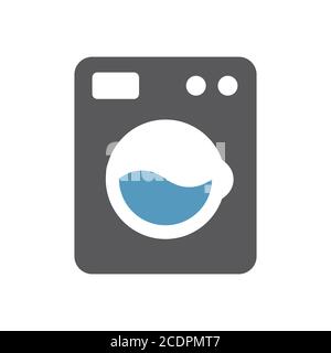 Washing machine simple icon. Black isolated vector symbol. Stock Vector