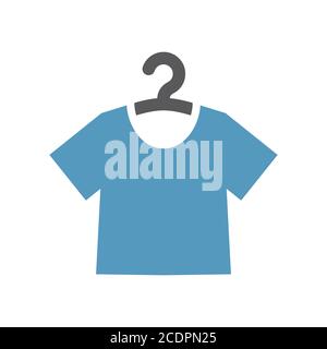 T-shirt on a hanger simple vector icon. Dry cleaning or washing service symbol. Stock Vector