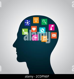 Change, replacement way of thinking, mind control Stock Vector