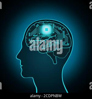 Change, replacement way of thinking, mind control. Prosthetics restoration of functions Stock Vector
