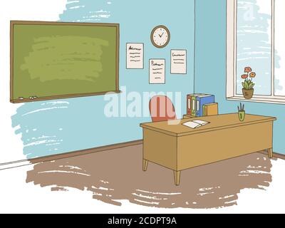 Classroom graphic color interior sketch illustration vector Stock Vector