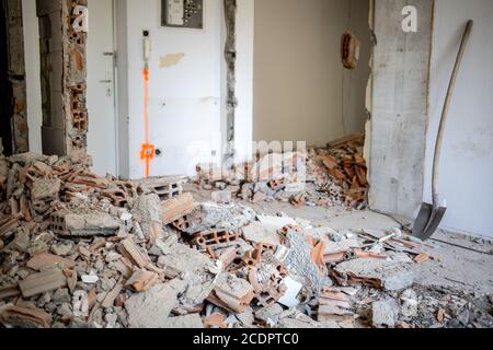 Old apartment renovation dismantling process Stock Photo