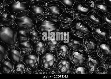 Abstract geometric patterns almost cellular in structure in this macro of soap bubbles Stock Photo