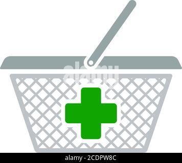 Pharmacy Shopping Cart Icon. Flat Color Design. Vector Illustration. Stock Vector