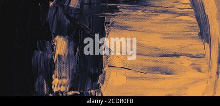 Abstract painting. Dark purple and yellow paint layers. Background texture Stock Photo