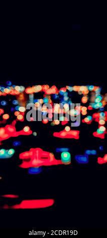 City lights bokeh circles on black Stock Photo