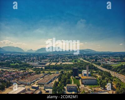 Salzburg aerial view of the mountains on summer time