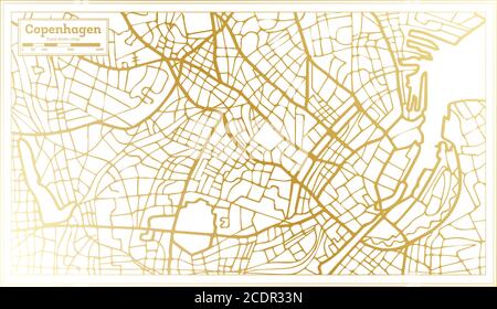 Copenhagen Denmark City Map in Retro Style in Golden Color. Outline Map. Vector Illustration. Stock Vector