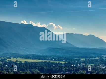 Salzburg aerial view of the mountains on summer time