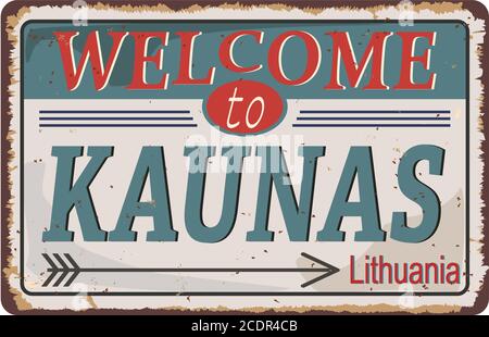 Kaunas road sign isolated on white background. Stock Vector