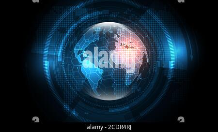 Global network connection World map abstract technology background Stock Vector