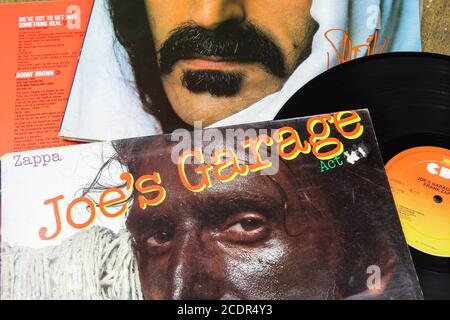 Viersen, Germany - July 9. 2020: Closeup of Frank Zappa vinyl record cover collection Stock Photo