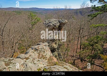 Pedestal Rock Panorama in the Ozark Mountains in Arkansas Stock Photo