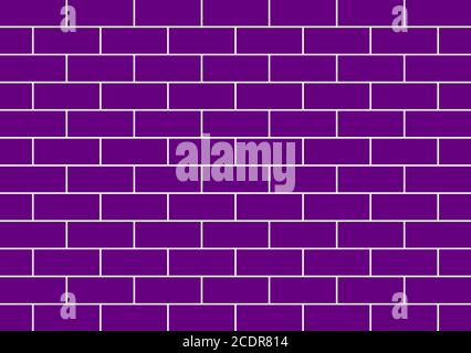 Purple brick wall illustration. Purple and white simple tile design. Stock Photo