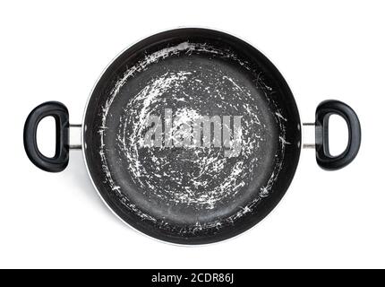 Black  used pot isolated on white Stock Photo