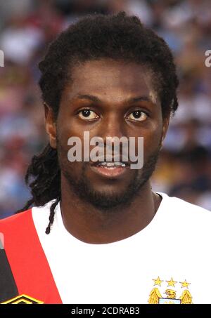 Emmanuel Adebayor #25 of Manchester City during an international friendly match against Inter Milan on July 31 2010 at M&T Bank Stadium in Baltimore, Stock Photo