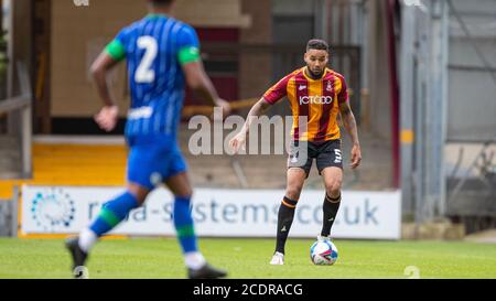 Bradford, UK. 29th Aug, 2020. Ben Richards Everton of Bradford City during the 2020/21 Pre Season Friendly match between Bradford City and Wigan Athletic at the Utility Energy Stadium, Bradford, England on 29 August 2020. Photo by Thomas Gadd. Credit: PRiME Media Images/Alamy Live News Stock Photo