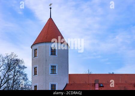 Corner tower of a palace, Schloss Freudenstein, Freiberg, Saxony, Germany. Stock Photo