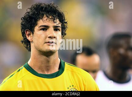 Alexandre Pato #9 of Brazil during an international friendly match against the USA in Giants Stadium, on August 10 2010, in East Rutherford, New Jerse Stock Photo
