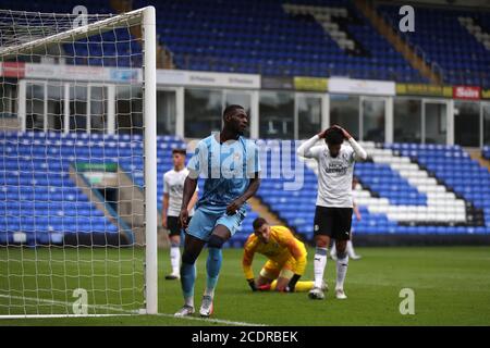 Coventry City's Amadou Bakayoko celebrates scoring his side's second goal of the game during the pre-season friendly at London Road, Peterborough. Stock Photo