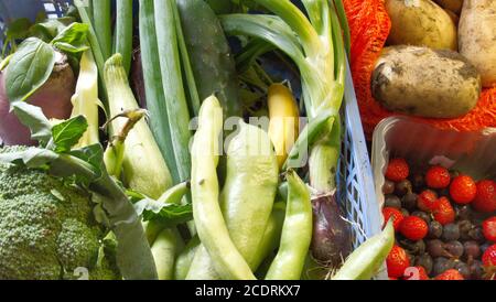 Freshly harvested fruit and vegetables. Stock Photo