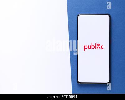 Assam, india - August 22, 2020 : Public app logo on phone screen. Stock Photo