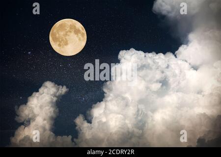 full moon on night sky Stock Photo