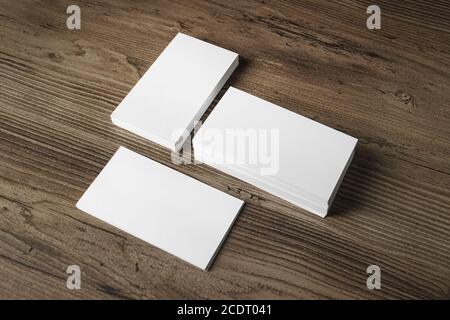 Three business cards stacks Stock Photo