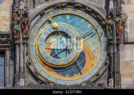 The Prague astronomical clock, or Prague orloj in Prague, Czech Republic Stock Photo