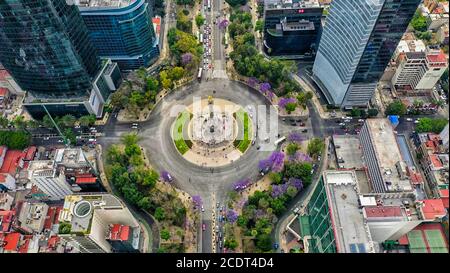 Aerial view of the Angel of Independence in Mexico City Stock Photo