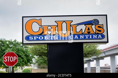 Houston, Texas/USA 03/25/2020: Chulas Sports Cantina street sign at Willowbrook in Houston, TX. Bar and Grill with live entertainment. Stock Photo