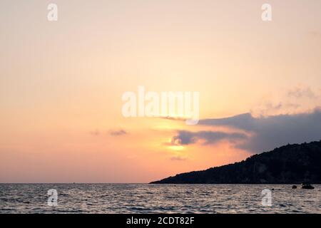 Scenic sunset Albania Ionian sea Stock Photo