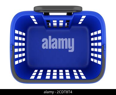 top view of empty blue shopping basket isolated on white background Stock Photo