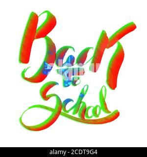 Back to school words lettering watercolor painted Stock Photo