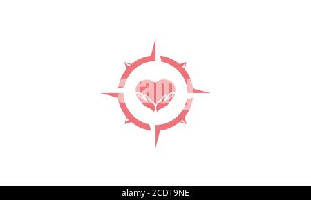 Compass with love and hand  logo design Stock Vector
