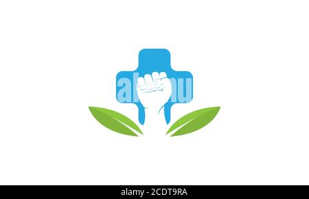 hands clenched on medical logo design Stock Vector
