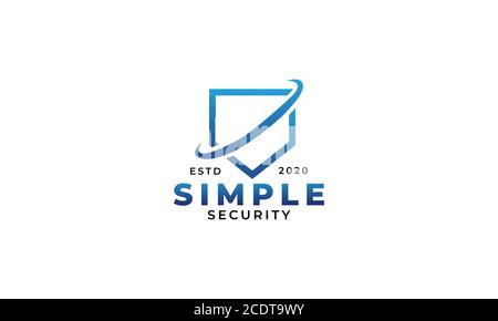 Simple shield security guard line logo design Stock Vector
